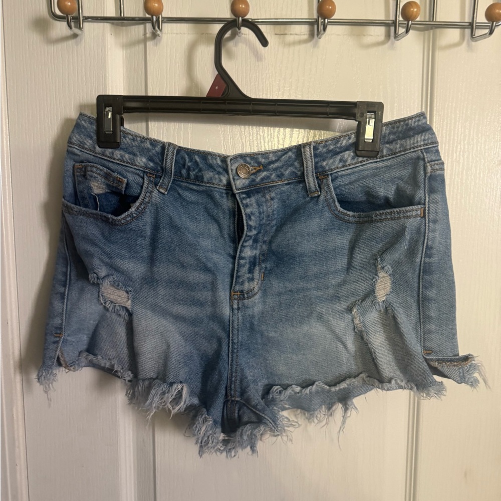 Cello Light Blue Distressed Jean Shorts